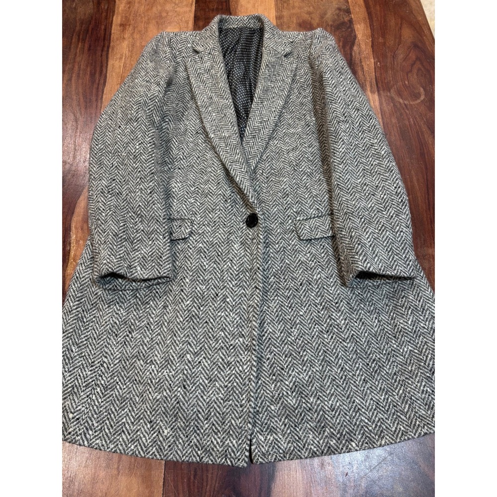 vtg the Bi Design Tailoring herringbone overcoat womens long sleeve one button